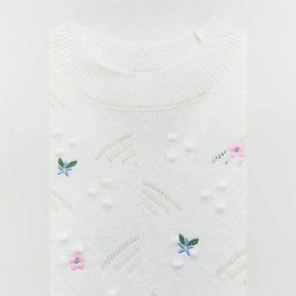 ZARA FLORAL KNIT SWEATER - Picture 9 of 9